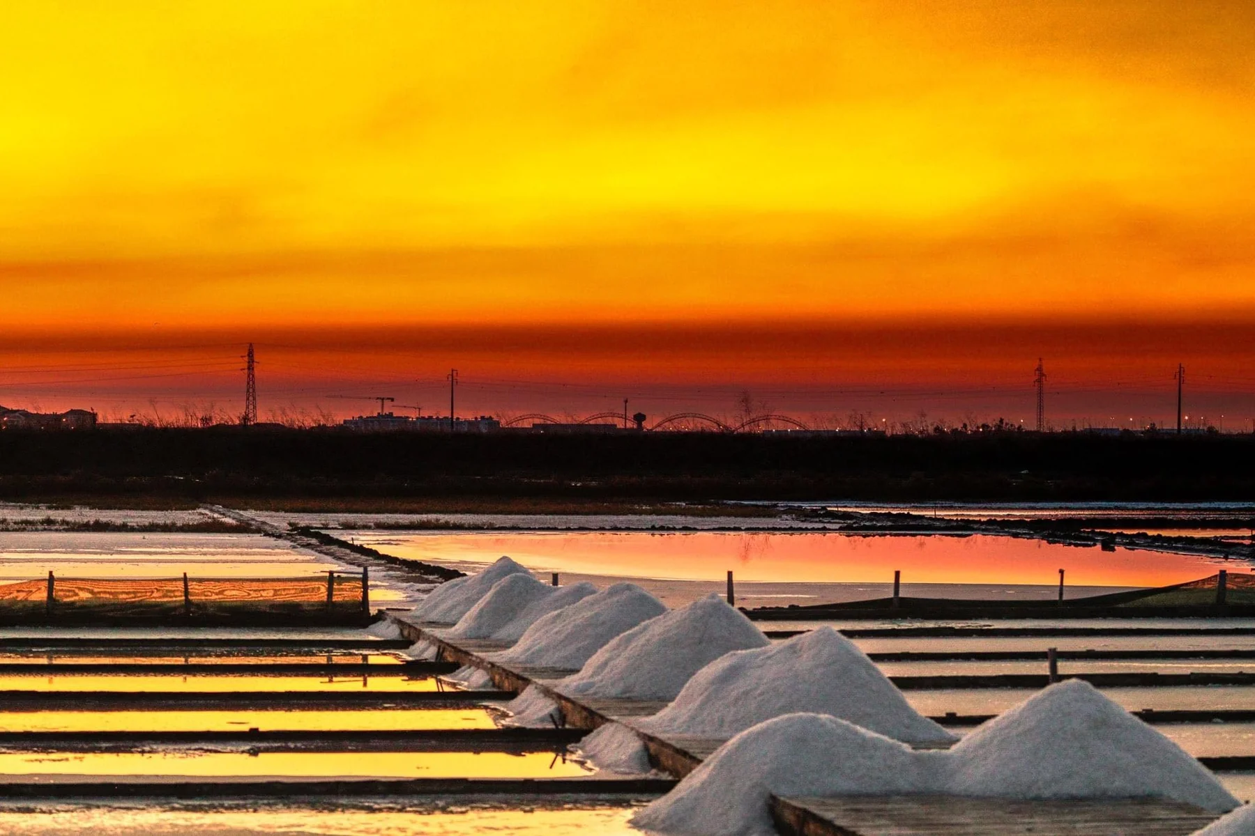 Salinas ao pôr do sol